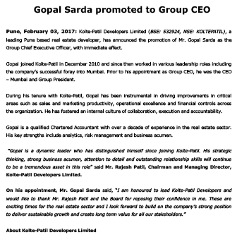 GOPAL SARDA PROMOTED TO GROUP CEO - Life Republic
